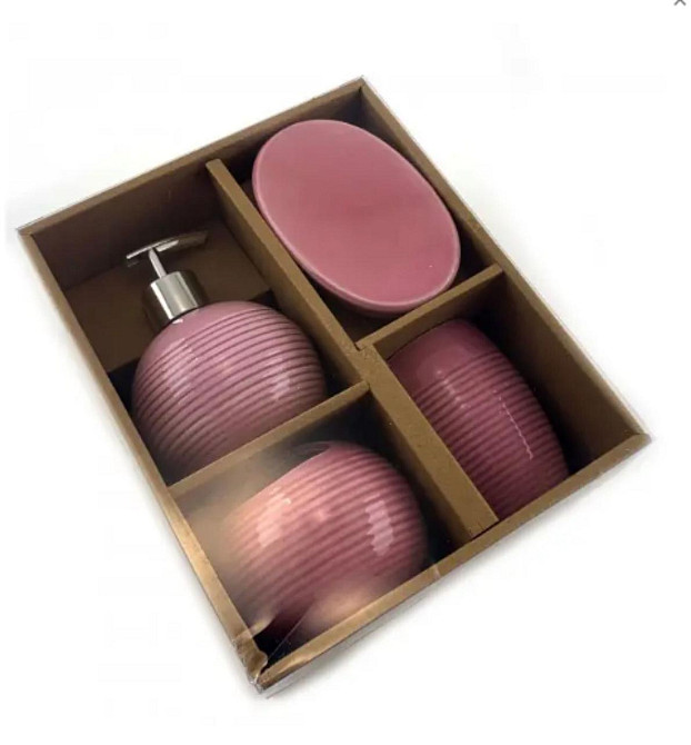 Набір аксесуарів для ванної керамічний рожевий Київ - фото 5