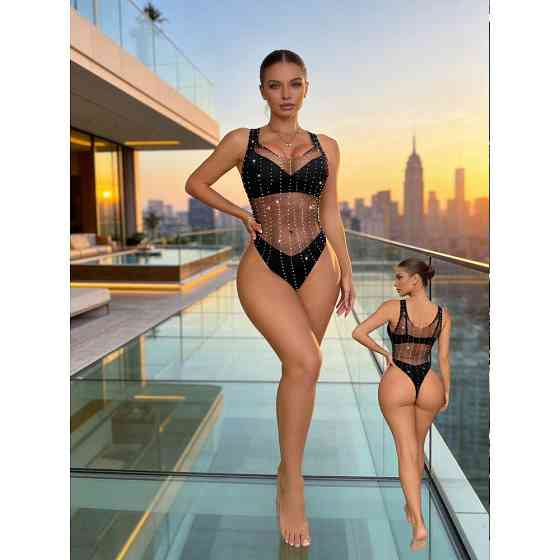 Боді прозоре Star Night у дрібну сітку з блискучими стразами, OS (S-L) Sex Aura Київ