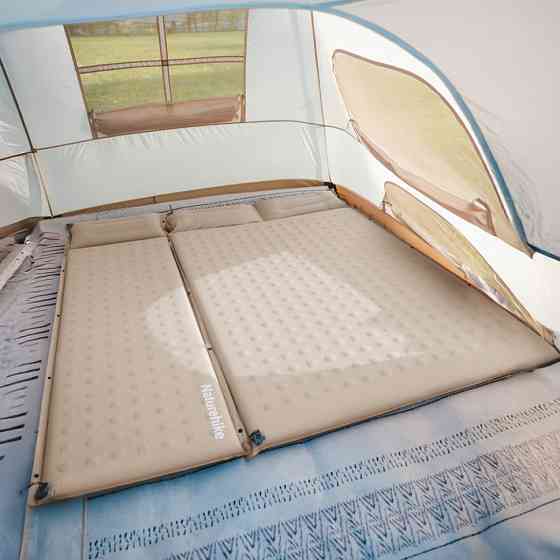 Матрас туристический с подушкой, самонадувающийся одноместный Naturehike CNK2550WS025, влагостойкий, 200х65х6 см, бежевый Киев