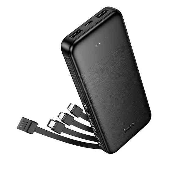 Павербанк 10000 mAh HOCO J163 Wonderful 4 кабеля черный power bank повербанк Одесса