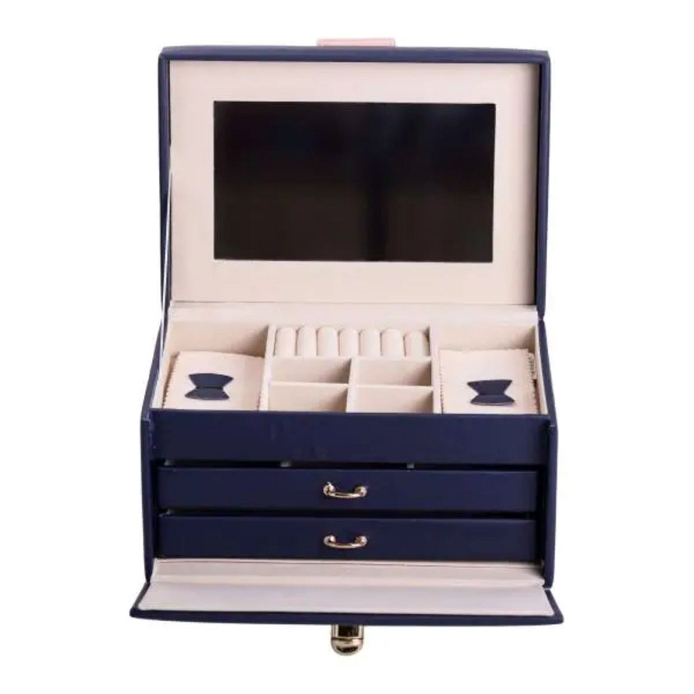 Yiwu Скринька для прикрас з еко шкіри 3 яруси з дзеркалом органайзер для ювелірних виробів HP-5 Коломыя - изображение 1
