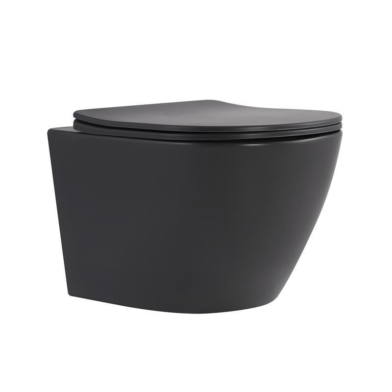 Унитаз подвесной Robin Ultra Quiet 490×365×325 мм, Anthracite, с сиденьем Slim Duroplast / Soft-close / Quick Release Киев - изображение 1