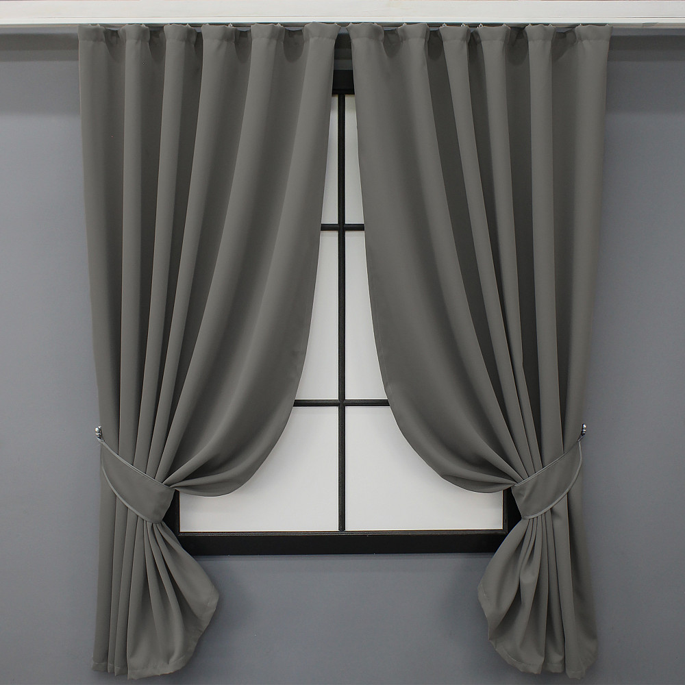 Комплект штор коротких VR-Textil Блекаут Midnight № 1228ш Сірий 140х170 см 2 шт (35-0158) Київ - фото 1
