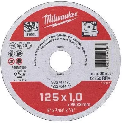 Milwaukee Tarcza do cięcia metalu Contractor 125x1mm 4932451478 Киев