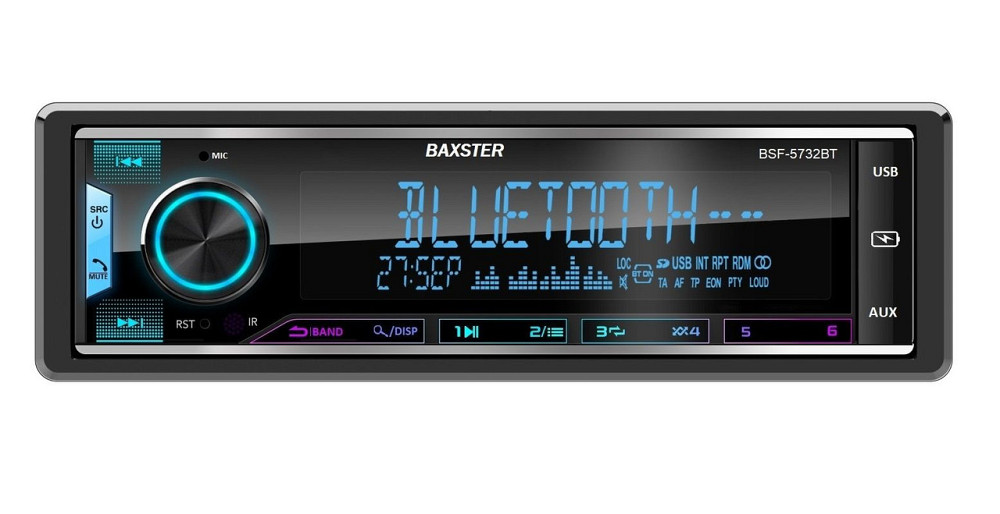 Автомагнітола 1DIN BAXSTER BSF-5732BT (Bluetooth/2USB/MicroSD/AUX/FM) RGB + пульт Харків - фото 1