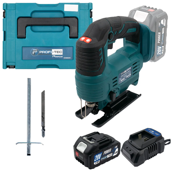 Потужний акумуляторний лобзик PROFI-TEC PGS2080BL POWERLine : з АКБ 20V 4.0 Ah, 2900 хід/хв, хід штока 18мм Київ