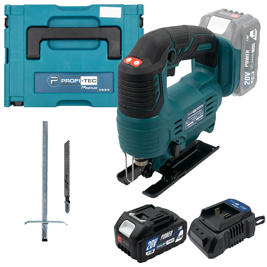 Потужний акумуляторний лобзик PROFI-TEC PGS2080BL POWERLine : з АКБ 20V 4.0 Ah, 2900 хід/хв, хід штока 18мм Київ - фото 1