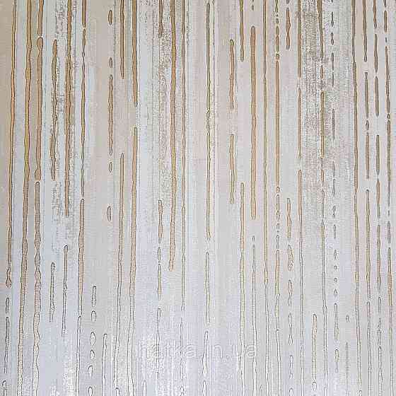 Шпалери флізелінові еко Galerie Metallic FX 0,53Х10 вертикальні смужки структурні золотисті бежеві, сірі Київ