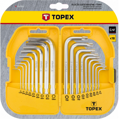 Набір інструментів Topex ключі шестигранні HEX и Torx, набір 18 шт.*1 уп. (35D952) Вінниця - фото 2
