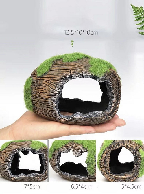 Декор для акваріума "Затонувший бочка з мохом" - розмір 12 на 10 см, смола, акваріумний декор коричневий Київ - фото 10