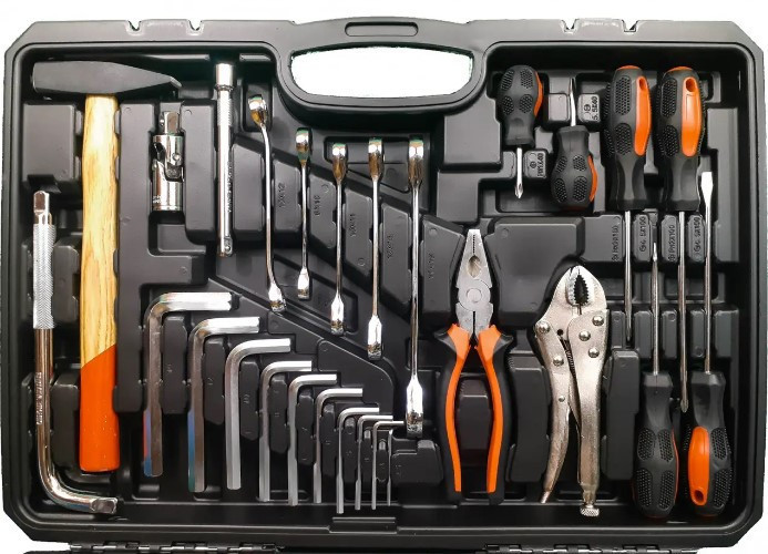 Набір ручних інструментів та ключів 142 предмети 1/2" 3/8" 1/4" в кейсі з тріскачками та головками Одеса - фото 3