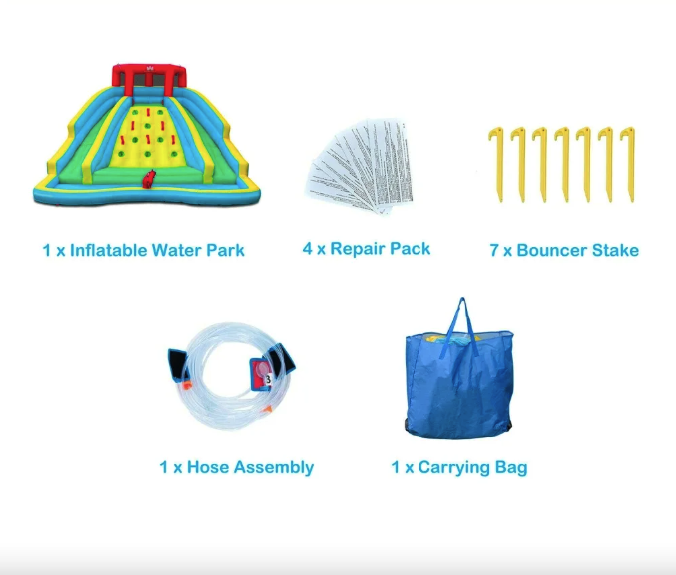 Надувна водна гірка Costway Summer зі стійкою для скелелазіння двостороння Київ - фото 6