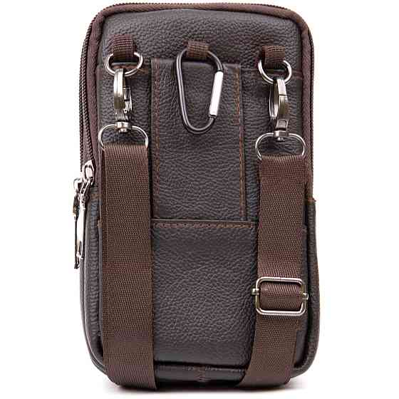Сумка чоловіча на пояс на два відділення з хлястиком Коричнева (Vintage) Київ