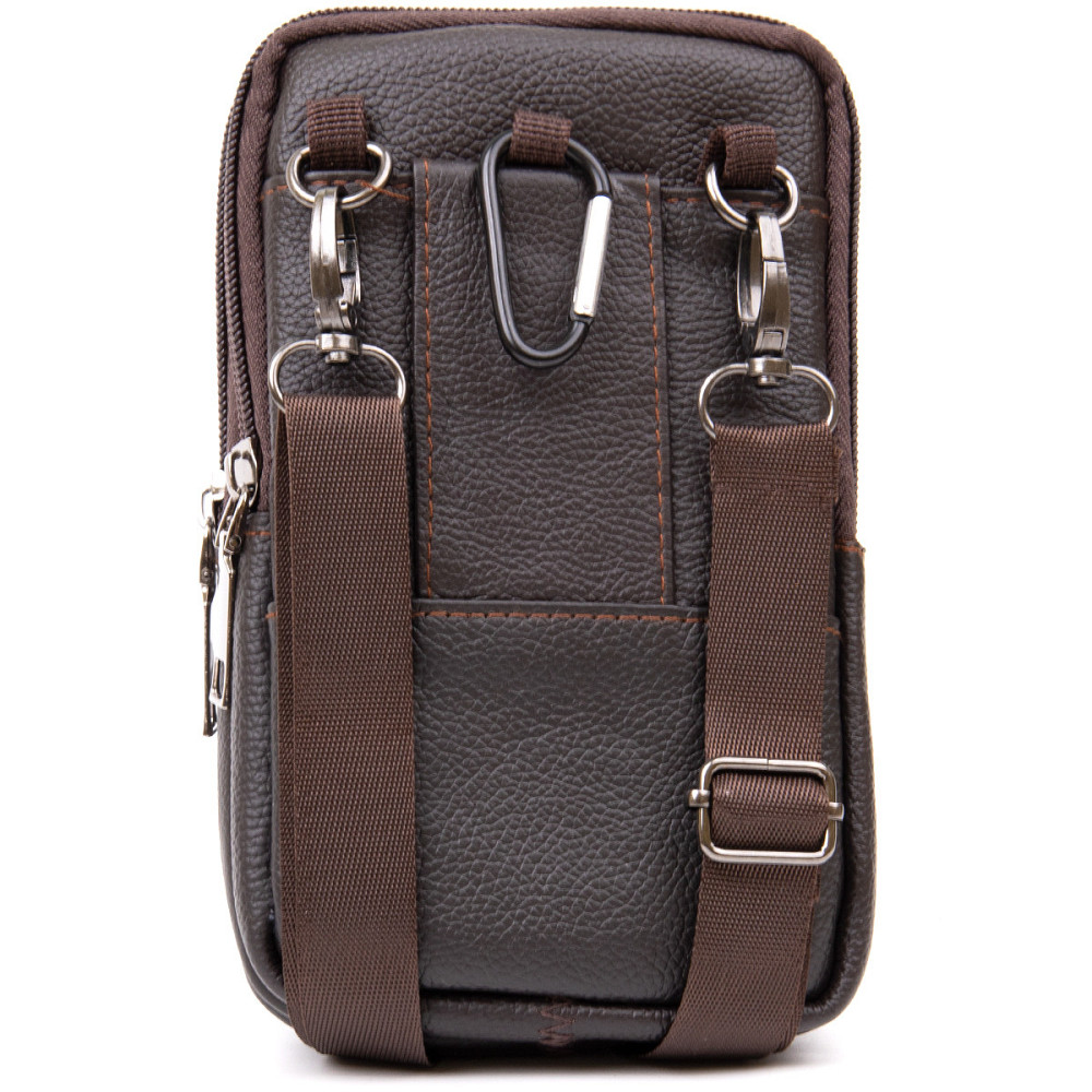 Сумка чоловіча на пояс на два відділення з хлястиком Коричнева (Vintage) Київ - фото 6