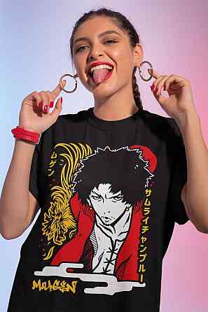 Футболка аниме Самураи Кхамплоо Муген Аниме оверсайз (S/M/L) Черний AnimeJ0291 Днепр