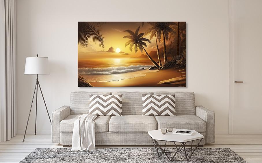 Картина полотно у вітальню / спальню     Захід сонця на пляжі    MLP_240 ( 60х30см ) 80x120 см Київ - фото 2