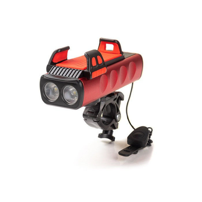 Велофара з сигналом та тримачем телефону USB/PowerBank/4000mAh 400lm 2діода 2режима+flash Бровари - фото 3