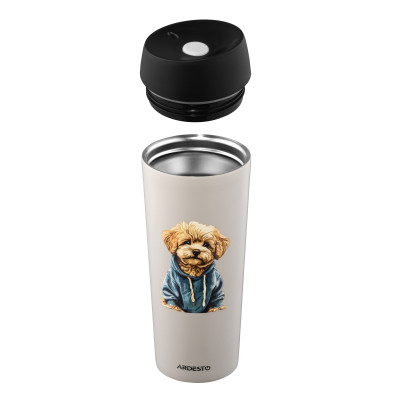 Термокружка Ardesto Coffee Time Maltipoo 450мл, нержавіюча сталь, бежевий (AR2645MP) Винница - изображение 5