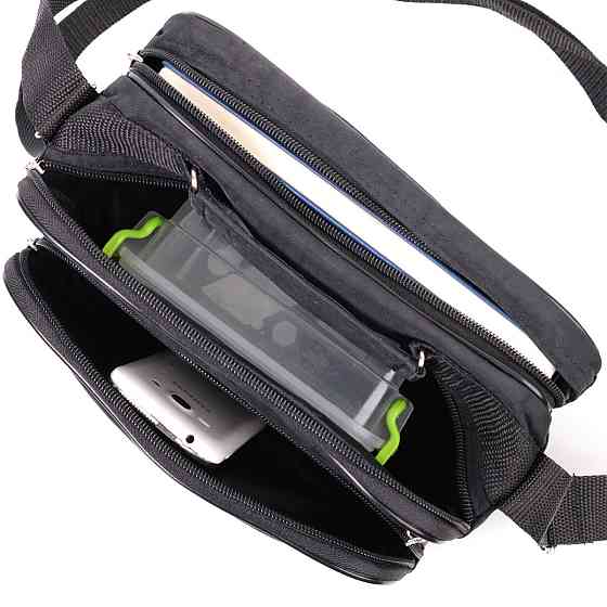 Зручна чоловіча сумка на плече з якісного поліестеру Чорний (FABRA) Київ