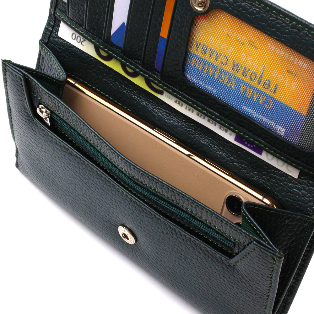 Практичное женское портмоне из натуральной кожи флотар CANPELLINI 21854 Зеленое Киев - изображение 4