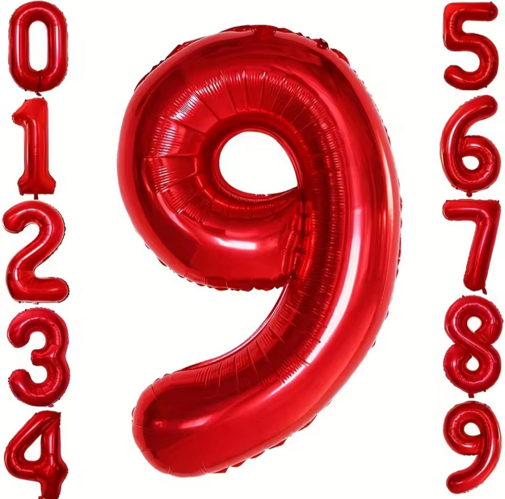 Цифра шар 9 красный 32