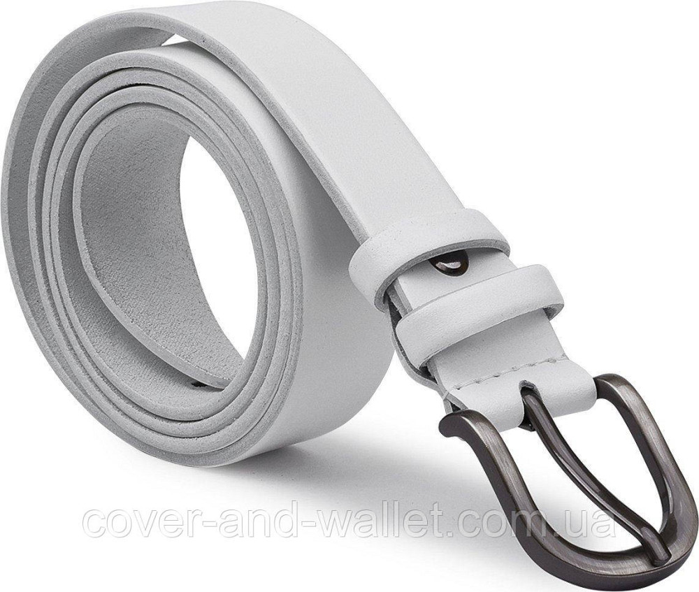 Широкий жіночий ремінь білого кольору з натуральної шкіри 40мм PS Leather Київ - фото 5