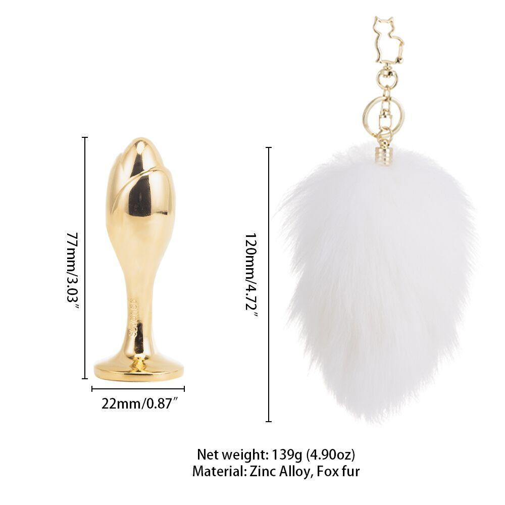 Металева анальна пробка Крихітний хвіст LOCKINK SEVANDA White Bunny-Tail Anal Rose-shape Plug Sex Aura Київ - фото 7