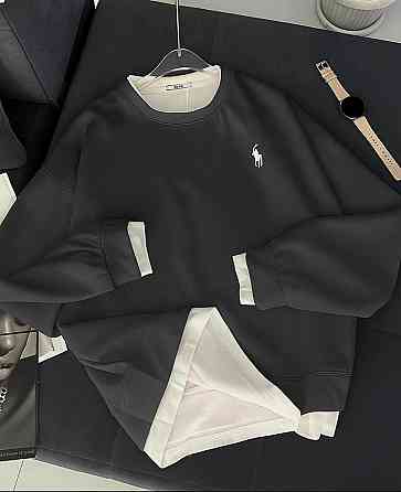 Жіночий стильний оверсайз світшот з лого та імітацією футболки двонитка Графіт Одеса