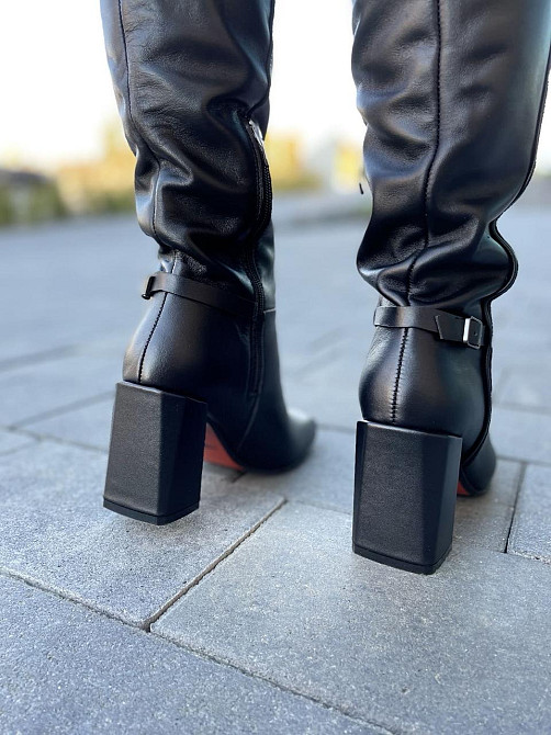 LIRIO Чоботи жіночі LIRIO чорні натуральна шкіра висота 42см обхват 36-37см каблук 9см ( /8067- Коломия - фото 2