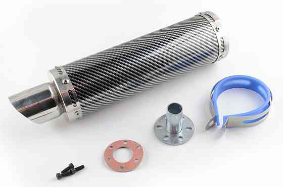 Глушитель (тюнинг) 300*88mm, креп. Ø48mm (нержавейка, карбон серый, прямоток, mod:1) Мукачево