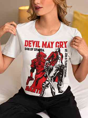 Футболка для хлопчика з аніме принтом Девіл Май Крй Данте оверсайз (зріст від 165 до 180) Чорний AnimeJ0163m Дніпро