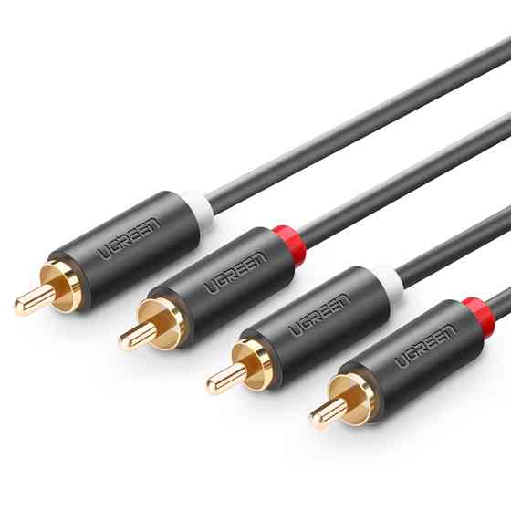 Межкомпонентный аудіо кабель Ugreen AV104 2RCA to 2RCA Audio Cable 10518 (Чорний, 2м) Николаев