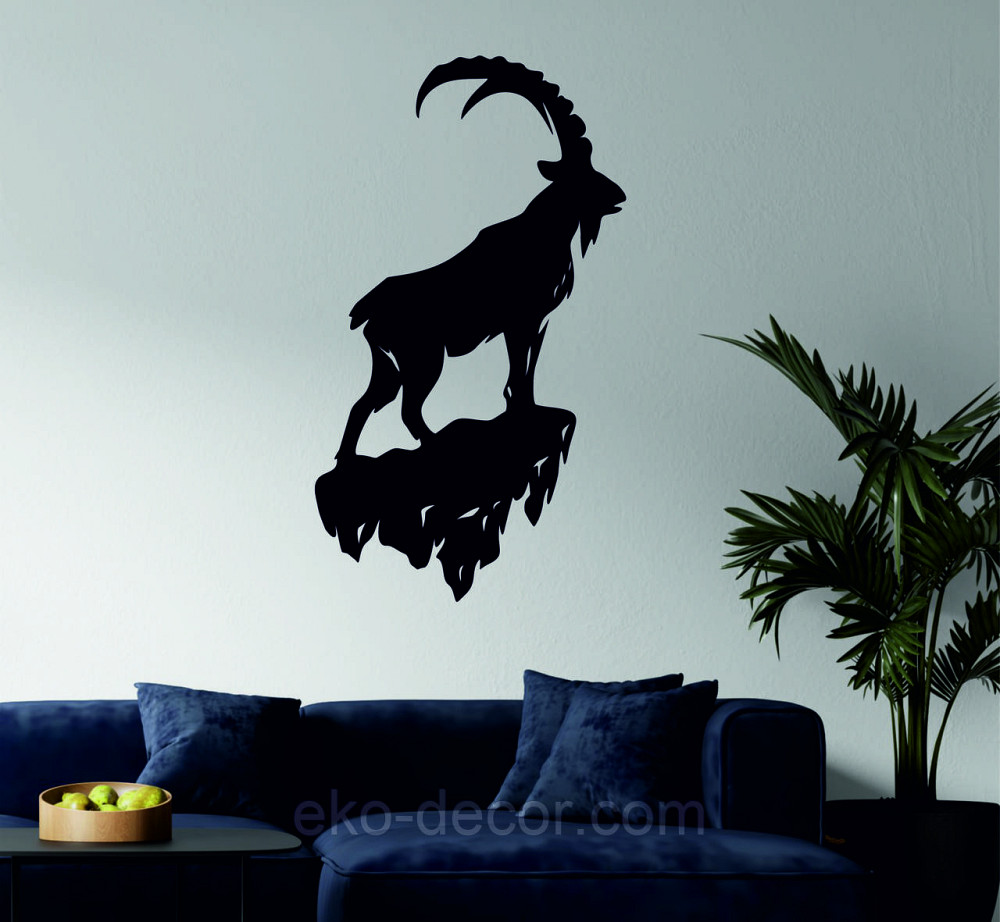 Декоративное настенное Панно «Горный Козел» Декор на стену 70*44 см, Черный Киев - изображение 4