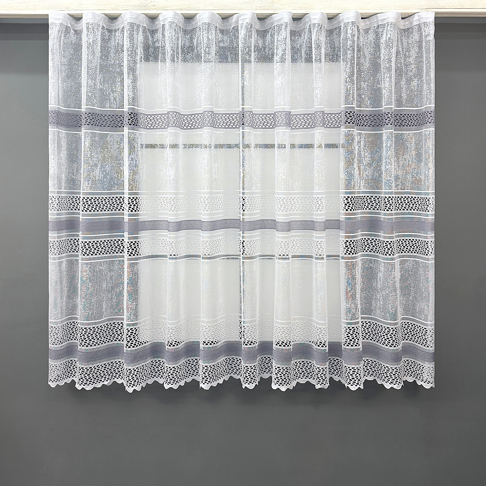 Короткий тюль VR-Textil 1947т Жаккард Белый с серым 300х145 см (42-0899) Киев - изображение 1