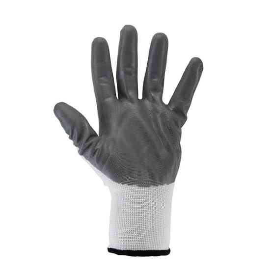 Рукавичка трикотажна з сірим нітриловим покриттям долоні, синтетична, червона,10