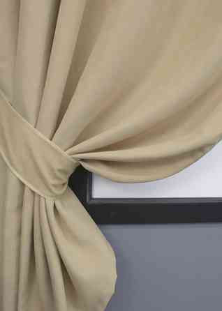 Комплект коротких штор VR-Textil Микровелюр Petek № 1491ш Бежевый 130х170 см 2 шт (35-0216) Киев