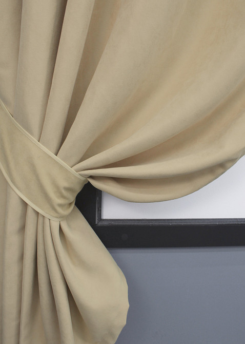 Комплект коротких штор VR-Textil Микровелюр Petek № 1491ш Бежевый 130х170 см 2 шт (35-0216) Киев - изображение 4