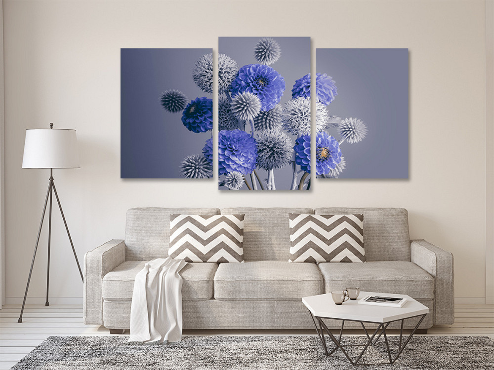 Модульна картина у вітальню/ спальню Сині квіти Art-569_3 70x130 см Київ - фото 2