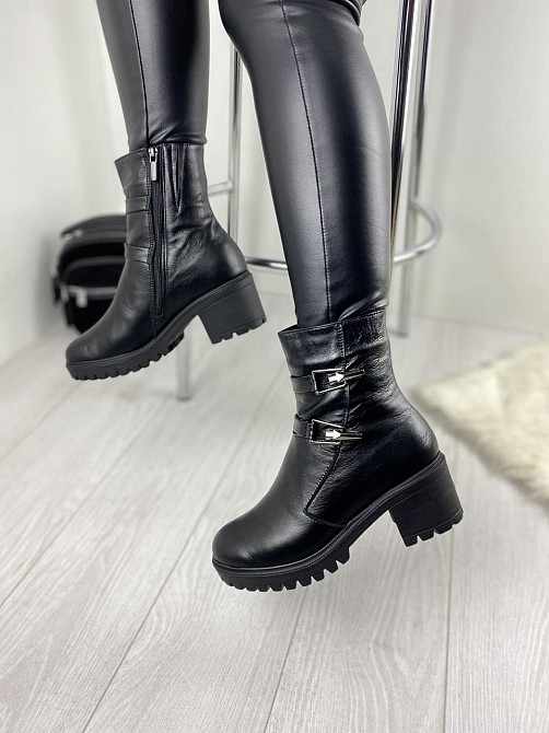 Черевики жіночі ARLETT чорні натуральна шкіра з хутром висота 14 см (Б321) Коломия - фото 7