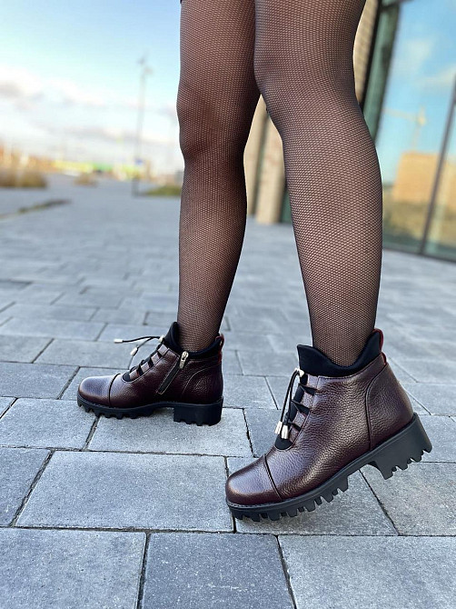 Черевики жіночі Odzi бордові натуральна шкіра зима висота 10,5 см (2360) 37р. Коломия - фото 10