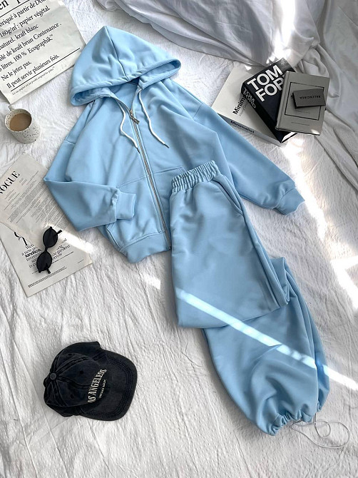 Женский прогулочный оверсайз костюм: кофта на молнии и штаны турецкая трехнить петля Одесса - изображение 7