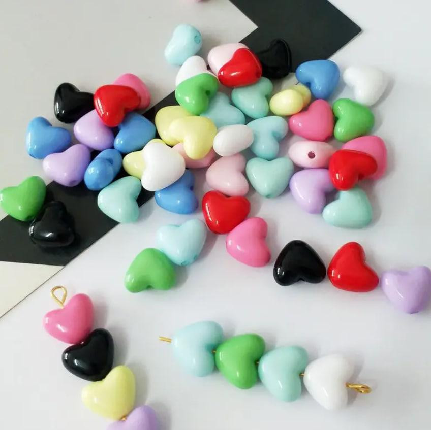 Акрилові бусини у формі серця 20 шт., 9x10.5 мм, для самостійного виготовлення прикрас, різні кольор Київ - фото 3