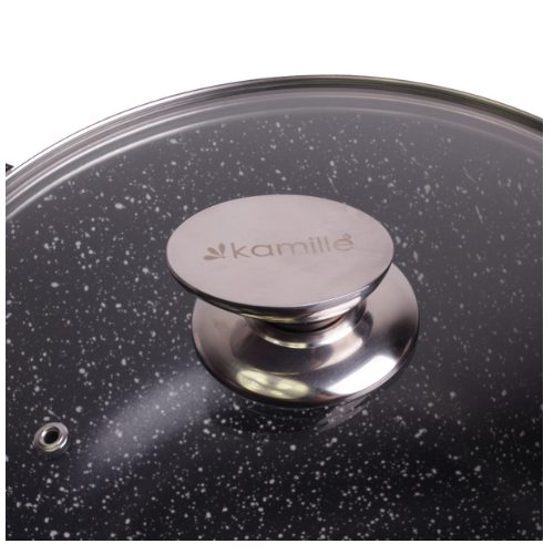 Каструля литий алюміній 2,3л 20*8,5см скляна кришка а/п Black marble 4404 KAMILLE Житомир - изображение 7
