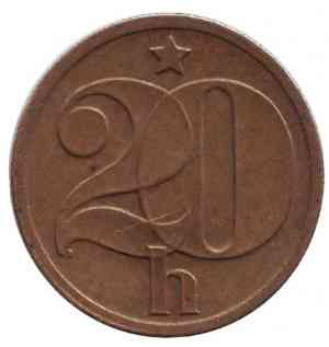 Монета 20 гелерів. 1972-90 рік, Чехословаччина. (БЖ) Полтава