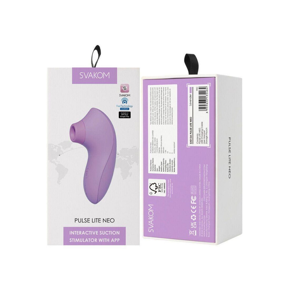 Вакуумный стимулятор Svakom Pulse Lite Neo Lavender, управляется со смартфона Sex Aura Киев - изображение 8