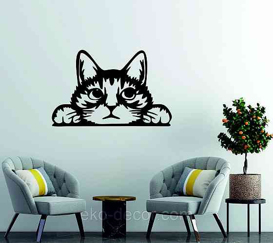 Декоративное настенное 3D Панно «Кот» Декор на стену с объемом (цена за 1 шт) 50*32 см, Черный Киев