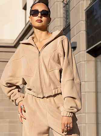 Жіночий стильний теплий костюм, двійка вібічний фліс-половид, 48/52 Одеса