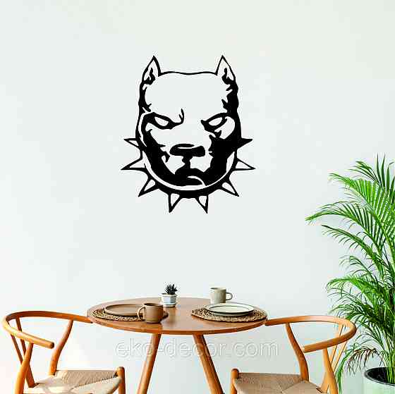 Декоративное настенное Панно «Питбуль», Декор на стену 90*76 см, Черный Киев