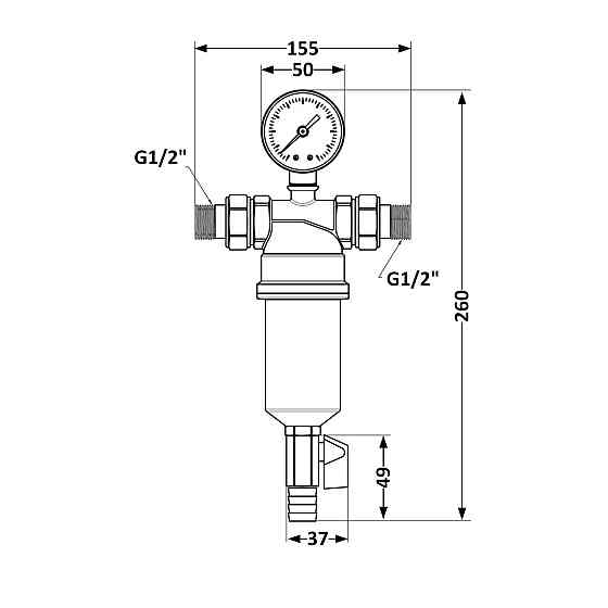 Фільтр самопромивний Thermo Alliance Standart 1/2" тонкого очищення, пластикова колба TAS128W15 Київ