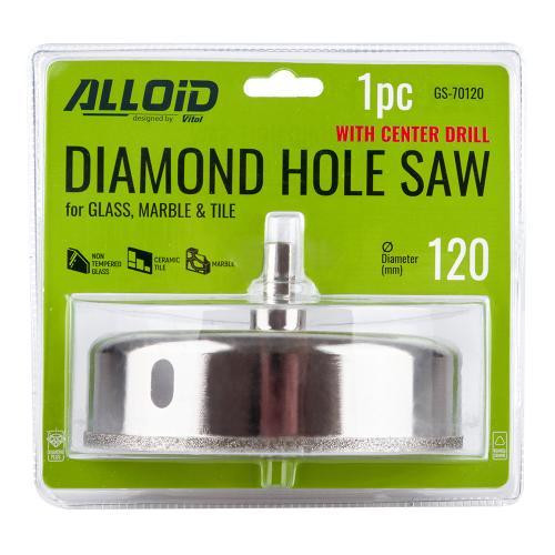 Свердло корончате алмазне по склу та кераміці 120мм з центрувальним свердлом Alloid Одеса - фото 2